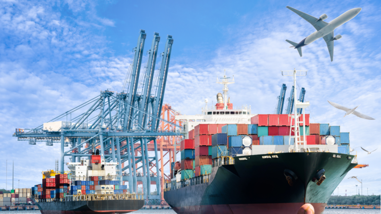 Cargo ships and planes used for freight brokerage services